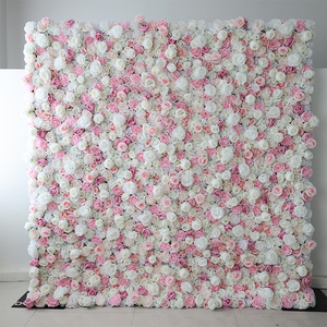 8 * 8ft ดอกกุหลาบสีฟ้าสีขาวผนังดอกไม้ประดิษฐ์ดอกไม้งานแต่งงานพื้นหลังตกแต่ง