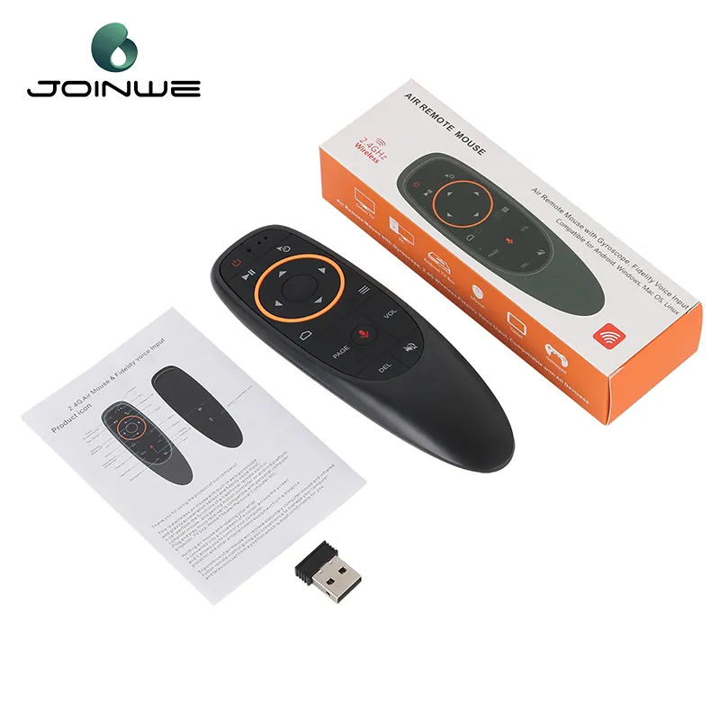 Joinwe Manufacture Voice Remote Control G10S With Gyroscope Sensing For Smart Android TV Box Air Mouse Keyboard