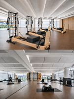 Machine de Pilates Reformer Commerciale en Bois d'Érable Antidérapante et Durable avec Tour à Double Poulie Réglable pour Équipement de Fitness en Studio OEM