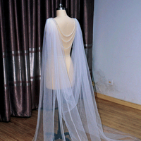 Perles Ivoire Haute Qualité Cape De Mariée Broderie Voile De Mariage Dentelle Longue Épaule Fluide Châle Voiles