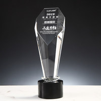 Trofeo de Cristal Personalizado al por Mayor con Logotipo Grabado, Premio Campeones con Base Negra para Regalo Empresarial o Souvenir