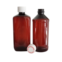 Bouteilles Vides de Sirop Contre la Toux Wockhardt de 473ml 16oz 500ml, Flacon en Plastique Medi Arch avec Code QR et Scellés