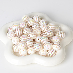 16mm <b>Acrylic</b> rainbow Macaron Striped Contrast Color <b>Bead</b> DIY Beaded Bracelet Necklace Mobile Phone Chain Accessory Wholesale - Product Image 5