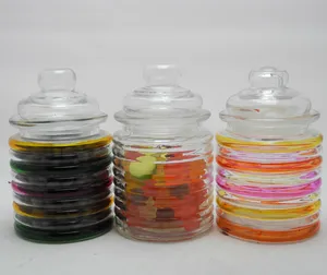 Juego de tarros de caramelo de vidrio más pequeños multicolores de 3 tarros de Boticario de colores tarros de almacenamiento de vidrio para proyectos de bricolaje