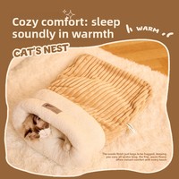 Nid douillet et confortable pour chat, sac de couchage lavable, auto-chauffant et confortable pour l'hiver