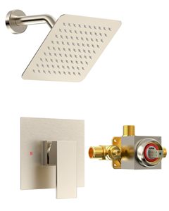 Chải Nickel 6 inch vòi hoa sen vòi chức năng duy nhất lượng mưa vuông xử lý điều khiển sang trọng Brass vòi hoa sen đặt - Product Image 1