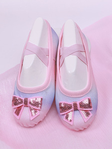 Chaussures de <span class=keywords><strong>danse</strong></span> à semelle souple pour filles, pour la pratique du ballet, pour enfants, pour la scène, avec des paillettes - Product Image 4
