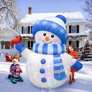 Vente flash : Bonhomme de neige gonflable de Noël de 1,80 m avec longues jambes, éclairage LED, bonhomme de neige gonflable tenant une <span class=keywords><strong>couronne</strong></span> pour jardin extérieur - Product Image 6