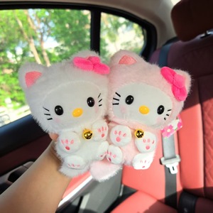 Porte-clés en peluche Hello Kitty, 12 cm, animal en peluche doux avec clochette, breloque de voiture, couleur rose et blanc - Product Image 3