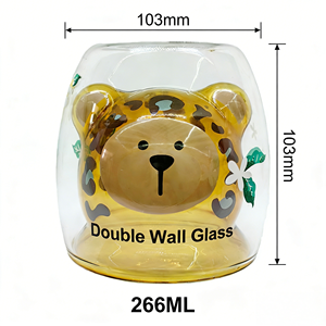अनुकूलन योग्य डबल दीवार बोरोसिलिकेट ग्लास कप उच्च गुणवत्ता वाले भालू डिजाइन के लिए कॉफी या चाय के लिए - Product Image 2