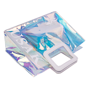 Venta caliente de alta calidad de plástico Pvc láser colorido bolsa de embalaje <span class=keywords><strong>para</strong></span> <span class=keywords><strong>ropa</strong></span> bolsa de cosméticos <span class=keywords><strong>bolsas</strong></span> de compras con logotipos - Product Image 2