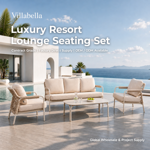 Conjunto de Sofás de Cuerda para Exteriores <span class=keywords><strong>Villabella</strong></span>, Muebles de Jardín con Estructura de Aluminio, Asientos para Patio, Ideal para Proyectos de Hoteles y Resorts de Lujo junto a la Piscina - Product Image 1