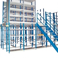 Système de rayonnage industriel haute densité pour entrepôt, plateforme de mezzanine en acier avec escalier
