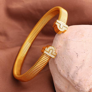 Pulsera Elástica <span class=keywords><strong>de</strong></span> Acero Inoxidable con Baño <span class=keywords><strong>de</strong></span> Oro <span class=keywords><strong>de</strong></span> 18K y Circonitas Incrustadas <span class=keywords><strong>de</strong></span> Alta Gama, Estilo Vintage YF8477, Resistente al Agua - Product Image 4