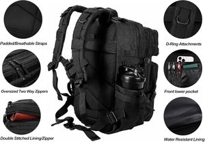 Mochila Táctica para Hombre y Mujer, 45L, Mochila de <span class=keywords><strong>Asalto</strong></span> para 3 Días con Cierre y Sistema MOLLE - Negra - Product Image 5