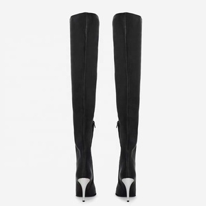 New Hook Shaped Heels Women Thigh High <b>Booties</b> Side Zipper Solid Long Boots Sexy Dress Stiletto Ankle Shoes - Product Image 5