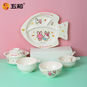 Five And Harmony Kids Melamine Bowl Set Cartoon Rabbit Design Bpa Free Food Grade Safe For Children Dinnerware - Product Image 4