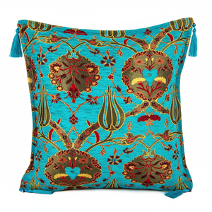 Turkish Souvenir Turquoise <b>Cushion</b> <b>Cover</b> With Tulip Design From Turkey - Product Image 2
