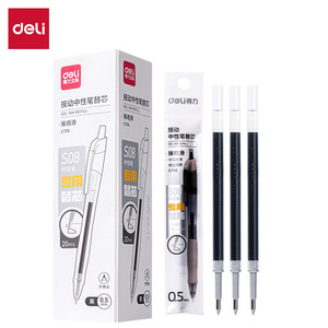Recharge de stylo gel Deli S708, pointe bille 0,5 mm, noir, écriture fluide pour stylos gel - Product Image 1