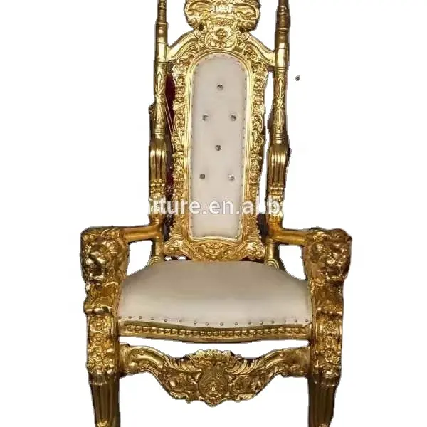 Marco de madera de oro real SILLA DE <span class=keywords><strong>trono</strong></span> para rey blanco para la boda