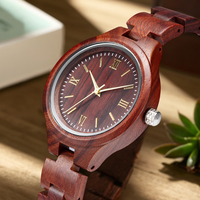 Bracelet en bois de santal rouge pour femme TJW, montre en bois de luxe, montre élégante pour femme