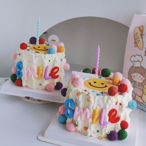 Smiley Face Cake Decorations Colorful Round Birthday Toppers For Children's Party Reusable - Product Image 4