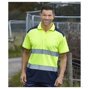 T-shirt de travail de sécurité à col polo, blocs de couleur, <span class=keywords><strong>bande</strong></span> réfléchissante de 5 cm, en tissu <span class=keywords><strong>polaire</strong></span> et tissu œil-de-perdrix - Product Image 1