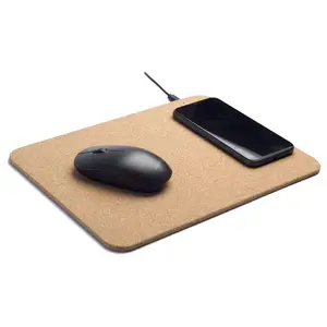 Multifunctional green cork wireless mouse pad is suitable for Apple and Android mobile phone fast charging wireless mouse pad
