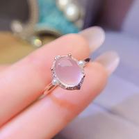 Nouveau design 925 argent Sterling naturel Rose Quartz Pinky bague de fiançailles personnalisée bijoux uniques pour les femmes