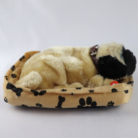 Nouveauté jouet interactif en peluche réaliste chien respirant et endormi animal en peluche décoration de la maison poupée de chien ronflement réaliste
