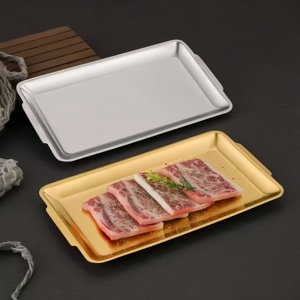 Dayanıklı Paslanmaz Çelik Tepsi - Altın ve Gümüş Kaplama, Restoran, Büfe ve Ev Mutfağı Kullanımı İçin İdeal - Product Image 4
