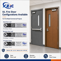 Prehung 60Min Fire Rated Wood Door Frame Interior Commercial Solid Timber Entry Doors for Hotel Bedroom Apartment