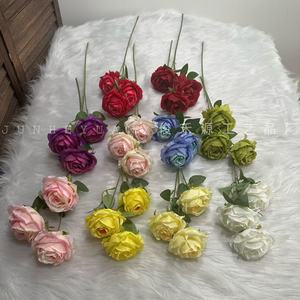 Rosas Artificiales Junheyuan, Rosa de Sueño Dopamina de 3 Cabezas, Flores de Plástico para Decoraciones de Boda, Arreglos Florales DIY - Product Image 4