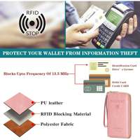 Portefeuille de voyage en cuir pour femme avec blocage RFID, poche zippée personnalisée et porte-cartes