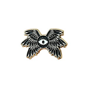 Spilla Personalizzata a Forma di Occhio Celeste a Sei Ali, Distintivo in Metallo Verniciato a Forno per Abbigliamento e Zaino, Accessorio Retro per Petto - Product Image 3