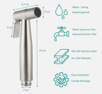 Yowin Pulvérisateur de bidet portable pour toilettes, Ensemble de pulvérisateur de bidet de salle de bain en acier inoxydable 304 de qualité supérieure