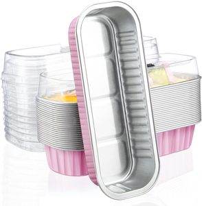 Moldes para Mini Panes con Tapas, Paquete de 500 Unidades, Moldes de Aluminio de 6.8 oz para Pan, Cupcakes y Pasteles, Rectangulares - Product Image 1
