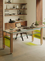 Bureau d'ordinateur créatif en profilé aluminium avec plateau en verre trempé, idéal pour la maison, l'étude ou le travail