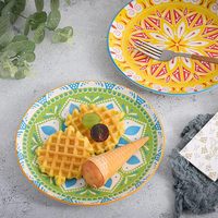 Vente en gros de plats de cuisine colorés de style nordique bohème, vaisselle en porcelaine bohème pour restaurant, ensemble de plats en céramique marocaine