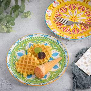 Vente en gros de plats de cuisine colorés de style nordique bohème, vaisselle en porcelaine bohème pour restaurant, ensemble de plats en céramique marocaine - Product Image 6