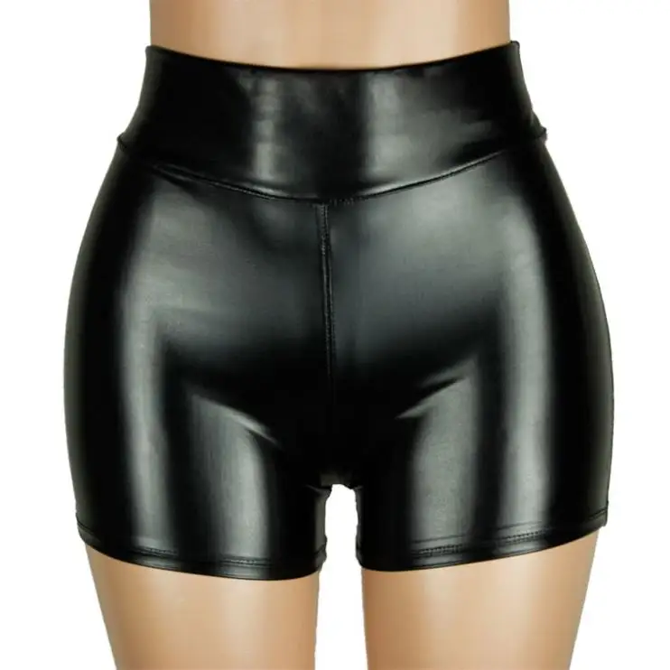 Female Pu Leather Pants Female Sensory Hot Pants Club Plus Size Shorts