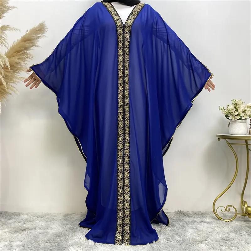 Jubah Afrika Kaftan gaun panjang bertudung jubah Muslim sederhana Khimar Hijab Abaya desain baru gaya Pakistan Abaya bordir 10 wanita