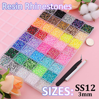 Kit de strass en résine de 3 mm avec 60/48/42/40/31 compartiments, colle B7000 et outils de préhension pour le nail art, les loisirs créatifs et les accessoires pour ongles