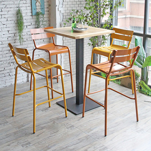 Anti Roest Buitenmeubilair Metalen Barkruk Aanrecht Hoogte Barkruk Bar Hoge Stoelen Voor Buitentuin - Product Image 3