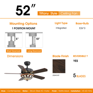 <span class=keywords><strong>Ventilateur</strong></span> de plafond en bois de 52 pouces, 5 pales en bois, <span class=keywords><strong>lustre</strong></span> de <span class=keywords><strong>ventilateur</strong></span> en cristal et moteur à courant alternatif, télécommande de luxe <span class=keywords><strong>LED</strong></span> moderne - Product Image 3