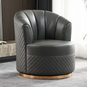 İskandinav tasarım salonu döner oturma odası sandalyeleri deri lüks şezlong eğlence yuvarlak tek kanepe sandalyeler