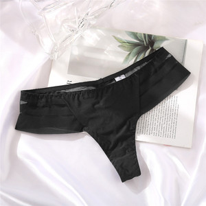 Ropa interior <span class=keywords><strong>de</strong></span> talla para mujer Sexy <span class=keywords><strong>encaje</strong></span> negro raya Cheeky malla calzoncillos <span class=keywords><strong>de</strong></span> corte alto transpirable lindo Bikini bragas - Product Image 6