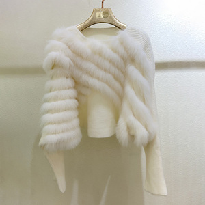 Frühling Herbst Eleganter Pullover aus weicher Wolle Einfarbiger Strick pullover aus echtem Fuchs pelz für Frauen - Product Image 4