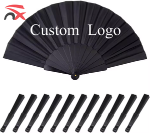 Ventaglio Pieghevole <span class=keywords><strong>Nero</strong></span> Personalizzato con Logo Stampato in Plastica, Servizio di Produzione di Qualità, Ideale come Regalo Promozionale - Product Image 1