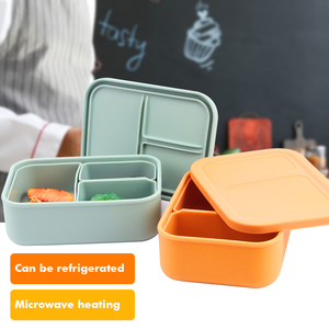 Bento Food Grade Silicone Kids School Bento Lunch Box 3 Removable Compartment Food Container Set